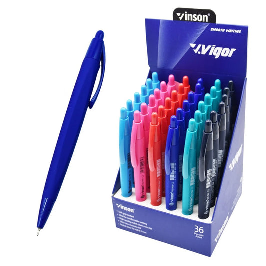 Golyóstoll nyomógombos 0,7mm Vinson G2 vegyes test displ 36 db/display kép