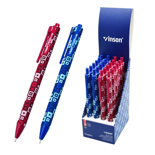 Golyóstoll nyomógombos 0,7mm Vinson Graphic F12 vegyes test displ 24 db/display kép