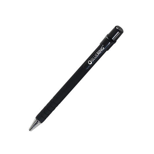 Golyóstoll nyomógombos, gumírozott fekete test, Bluering® X6, írásszín fekete kép