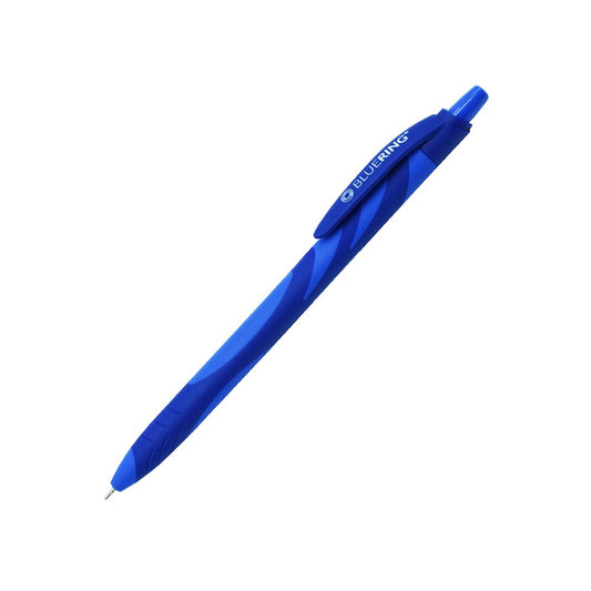 Golyóstoll nyomógombos gumírozott kék test, Bluering® F20, írásszín kék kép