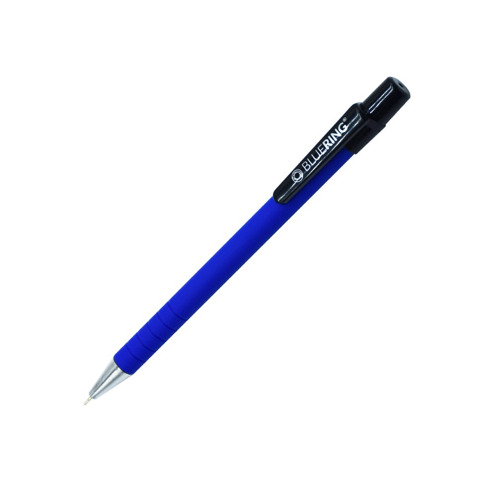 Golyóstoll nyomógombos, gumírozott kék test, Bluering® X6, írásszín kék kép