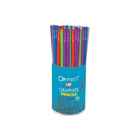 Grafitceruza HB, 5 féle színű kerek test, Connect 72 db/csomag, kép