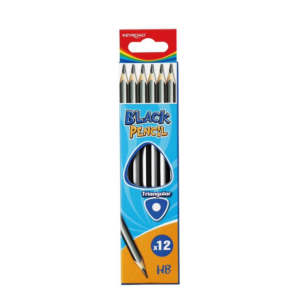 Grafitceruza HB, háromszögletű 12 db/bliszter Keyroad Black kép
