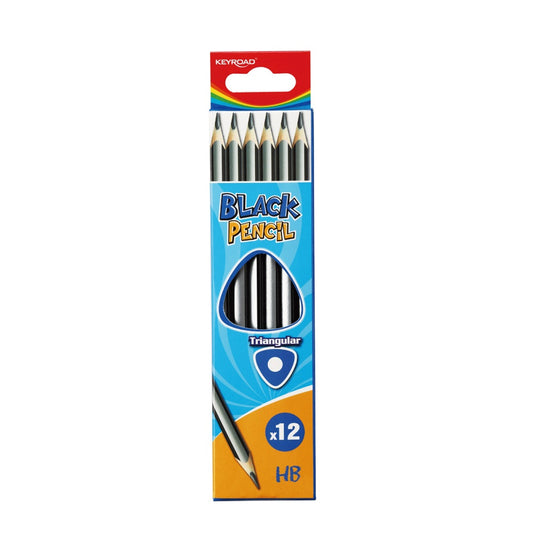 Grafitceruza HB, háromszögletű 12 db/bliszter Keyroad Black kép