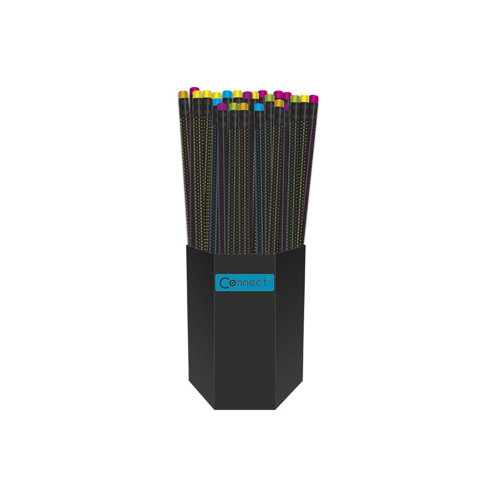 Grafitceruza HB, fekete testű, színes radírral, Connect 72 db/csomag, kép