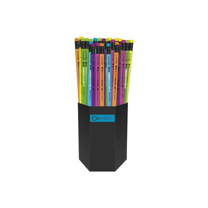 Grafitceruza HB, radíros, fluo színű test és radír, Connect 72 db/csomag, kép