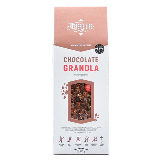 Granola HESTER’S Chocolate csokoládés-epres 320 g