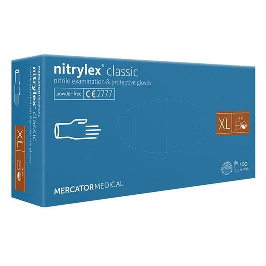 Gumikesztyű egyszer használatos nitril púdermentes kék XL 10 100 darabos