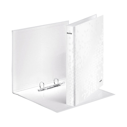 Gyűrűskönyv A4, Maxi 4cm, 2 gyűrű, D alakú, karton Leitz Wow fehér kép