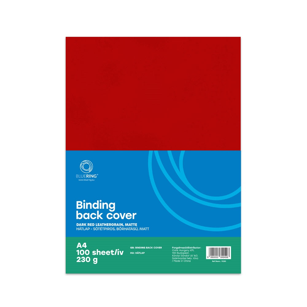 Hátlap, A4, 230 g. bőrhatású 100 db/csomag, Bluering® sötétpiros kép