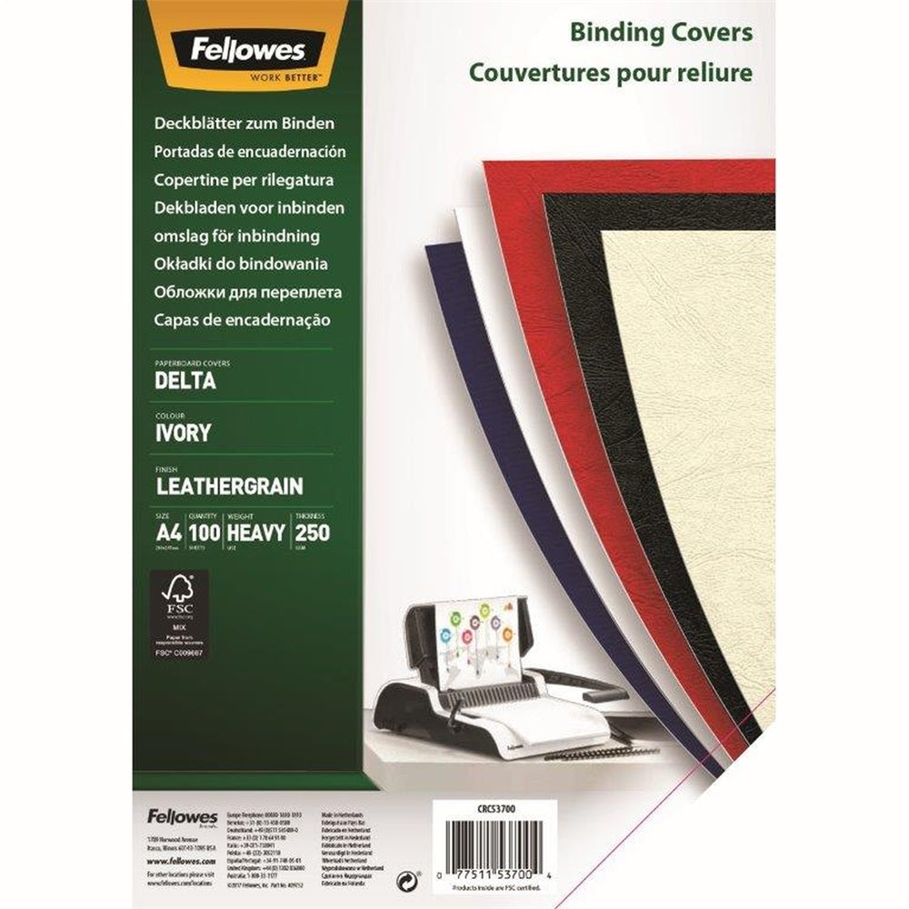 Hátlap, A4, 250 g, matt, Fellowes® Delta, 100 db/csomag, elefántcsont kép