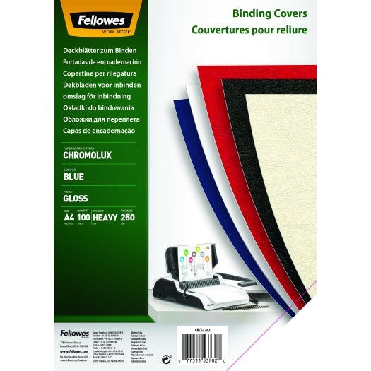 Hátlap FELLOWES Chromolux A/4 250 g fényes kék 100/csom