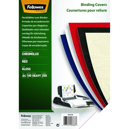 Hátlap FELLOWES Chromolux A/4 250 g fényes piros 100/csom