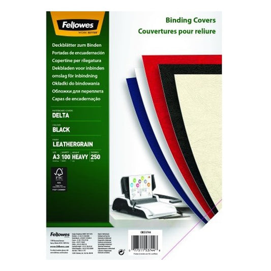 Hátlap FELLOWES Delta A/3 250 g matt bőrhatású fekete 100/csom