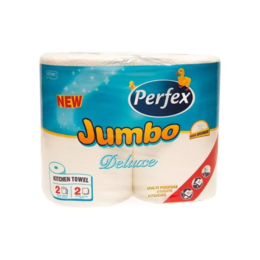 Háztartási papírtörlő kéztörlő 2 rétegű 2 tekercs/csomag 300 lap Boni Perfex Jumbo Deluxe kép