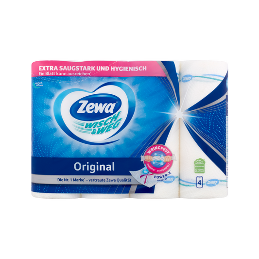 Háztartási papírtörlő kéztörlő 2 rétegű 4 tekercs/csomag Wish&Weg Original Zewa fehér kép