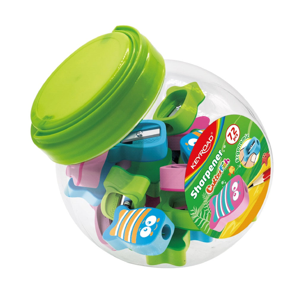 Hegyező 1 lyukú 72 db/display Keyroad Funnyfish vegyes színek kép