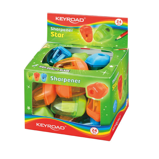 Hegyező 1 lyukú tartályos 24 db/display Keyroad Starfish vegyes színek kép