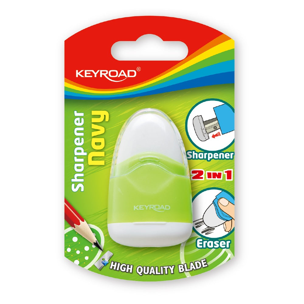 Hegyező 1 lyukú tartályos, radírral Keyroad Navy vegyes színek kép