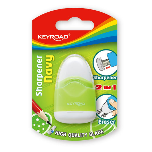 Hegyező 1 lyukú tartályos, radírral Keyroad Navy vegyes színek kép
