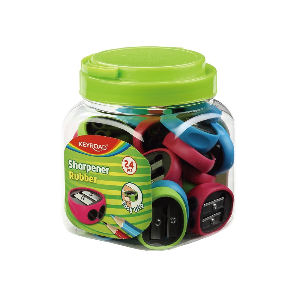 Hegyező 2 lyukú 24 db/display Keyroad Rubber vegyes színek kép