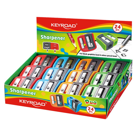 Hegyező, 2 lyukú, 24 db/display, Keyroad Dou-Power, vegyes színek kép