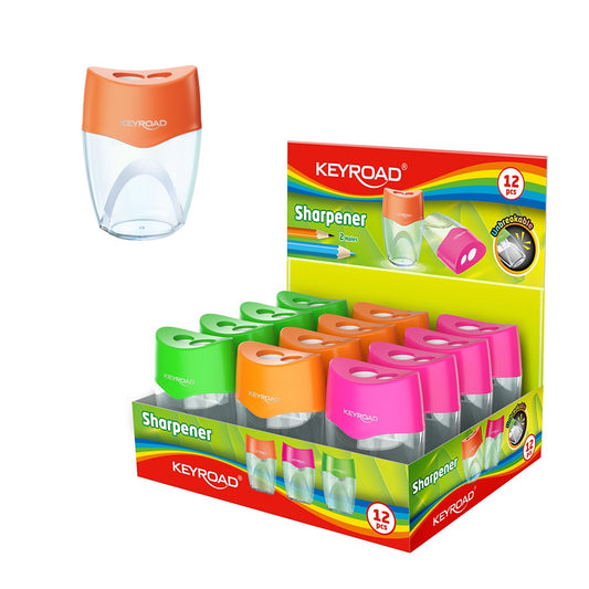 Hegyező 2 lyukú tartályos 12 db/display Keyroad Mellow 2 vegyes színek kép