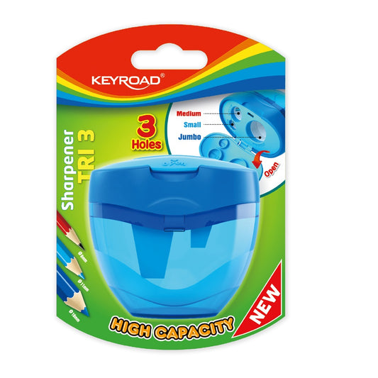 Hegyező 3 lyukú tartályos, fedeles Keyroad Tris vegyes színek kép