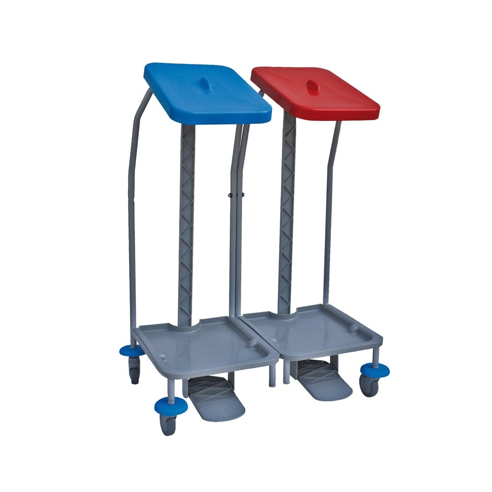 Hulladékgyűjtő kocsi 2 x 70 liter (kék és piros fedél) kép