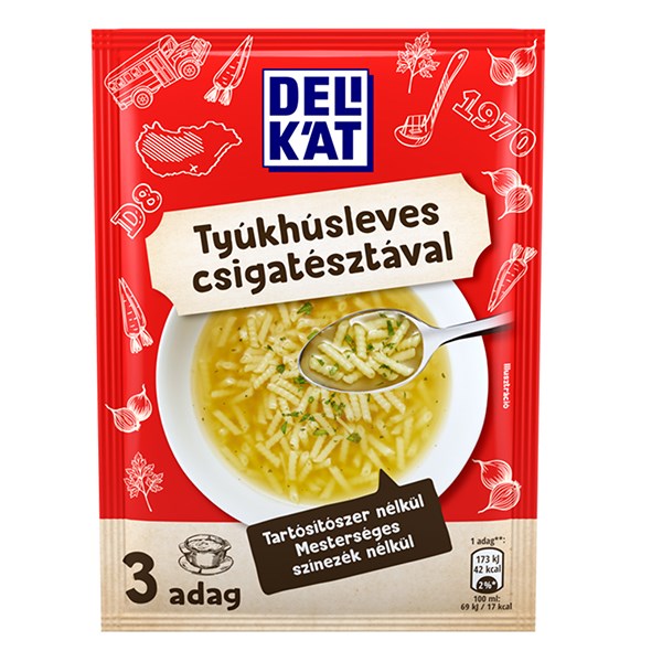 Instant tésztás leves DELIKÁT Tyúkhúsleves csigatésztával 40 g