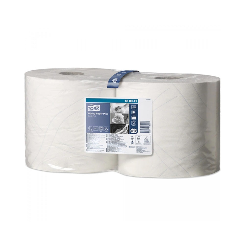Ipari törlő 2 rétegű tekercses átmérő: 26,2 cm 2 tekercs/csomag Premium W1/W2 Tork_130041 fehér kép