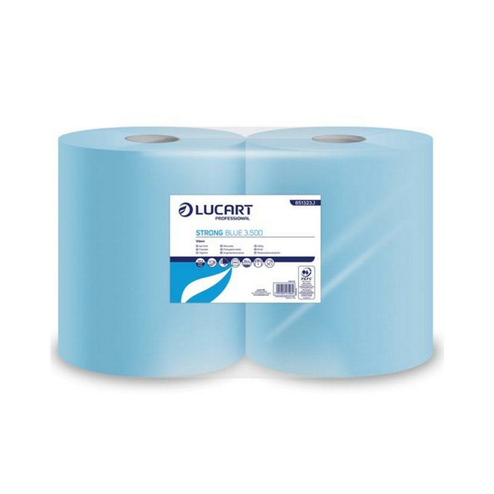 Ipari törlő 3 rétegű átmérő: 25 cm 500 lap/tekercs cellulóz kék 2 tekercs/karton Strong Blue 3.500 Lucart_851323J kép