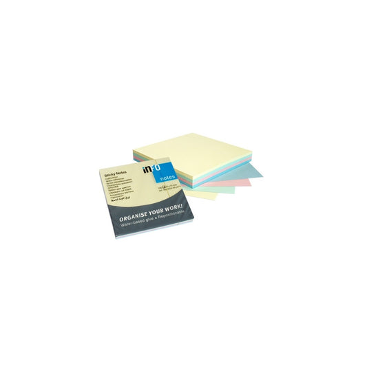 Jegyzettömb öntapadó, 75x75mm, 100lap, 4x25 lap, Info Notes, pastell mix, kék, zöld, rózsa, sárga kép