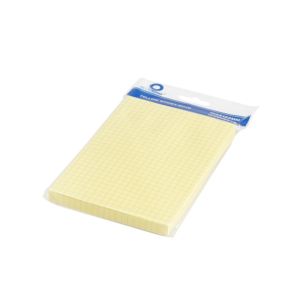 Jegyzettömb öntapadó, 102x152mm, 100lap, Bluering® , kockás sárga kép