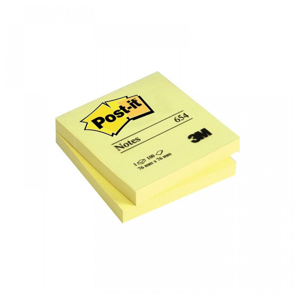 Jegyzettömb öntapadó, 76x76mm, 100lap, 3M 654 Post-It, sárga kép