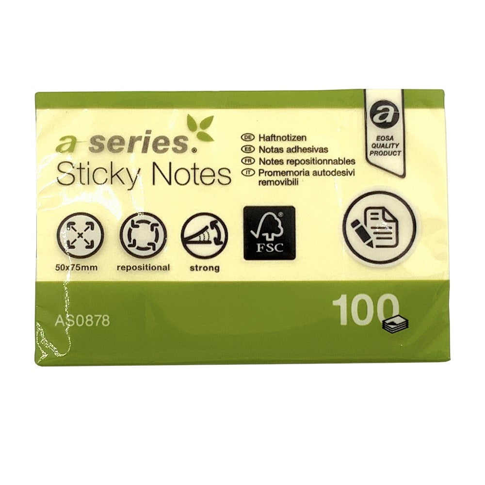 Jegyzettömb öntapadó 50x75mm 100lap A-Series sárga kép