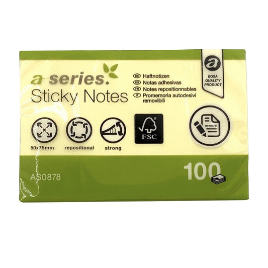 Jegyzettömb öntapadó 50x75mm 100lap A-Series sárga kép