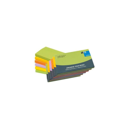 Jegyzettömb öntapadó, 75x125mm, 6x100lap, Info Notes, spring, zöld, sárga, narancs, lila kép
