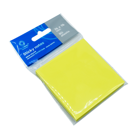 Jegyzettömb öntapadó, 76x76mm, 80lap, Bluering® , neon sárga kép