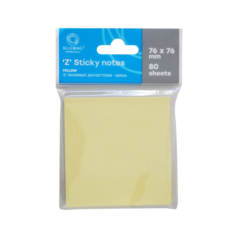 Jegyzettömb öntapadó, 76x76mm, 80lap, `Z` Bluering® , sárga kép