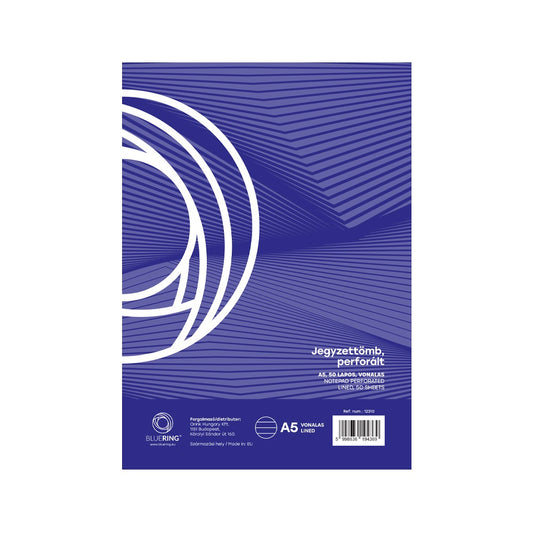Jegyzettömb perforált, A5, 50lap, Bluering® vonalas kép