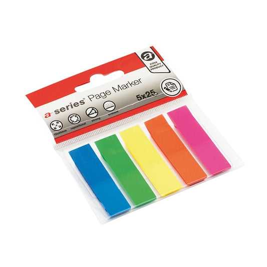 Jelölőcímke 12x44mm, 5x25lap műanyag A-series kék zöld sárga rózsaszín narancssárga kép