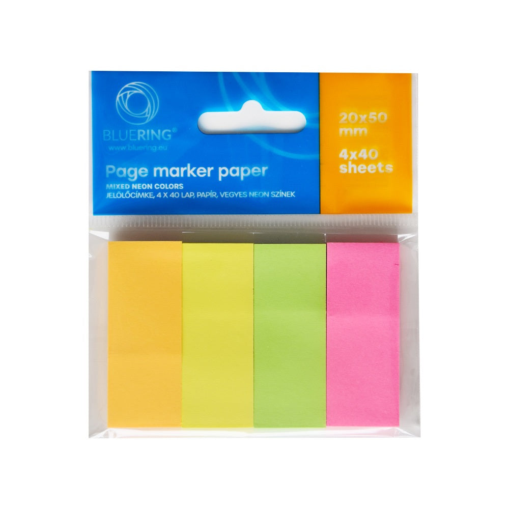 Jelölőcímke 20x50mm, 4x40lap, papír, vegyes neon színek Bluering® kép