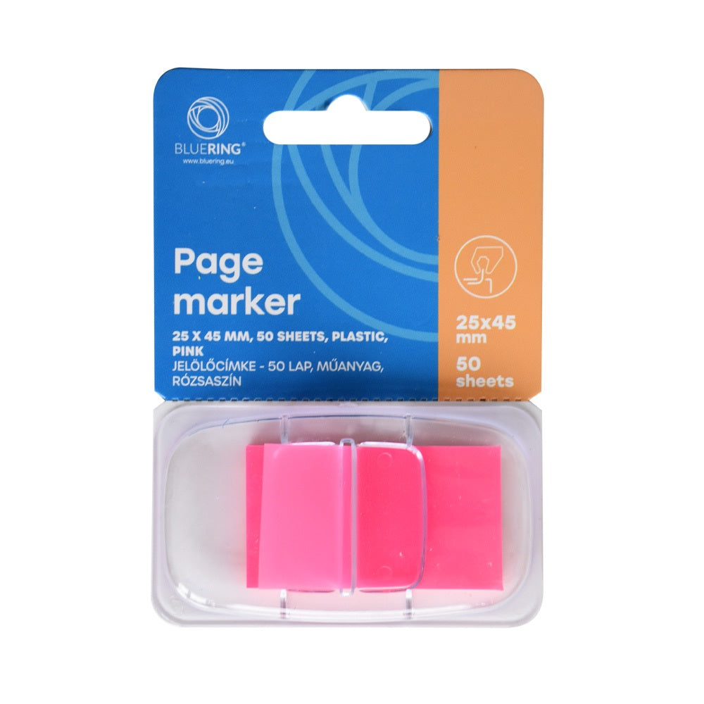 Jelölőcímke 25x45mm, 50lap, műanyag Bluering® pink kép