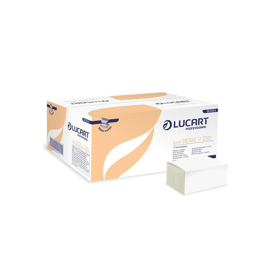 Kéztörlő 1 rétegű V hajtogatású 250 lap/csomag 20 cs/karton Beige Easy Lucart_863064P natúr kép