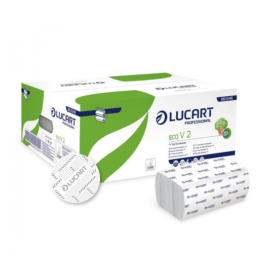 Kéztörlő 2 rétegű V hajtogatású 190 lap/cs 20 cs/karton EcoLucart _863046 fehér kép