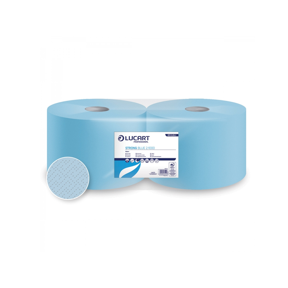 Kéztörlő 2 rétegű tekercses 2 tekercs/karton Strong Blue 2.1000 Lucart_851326J kék kép