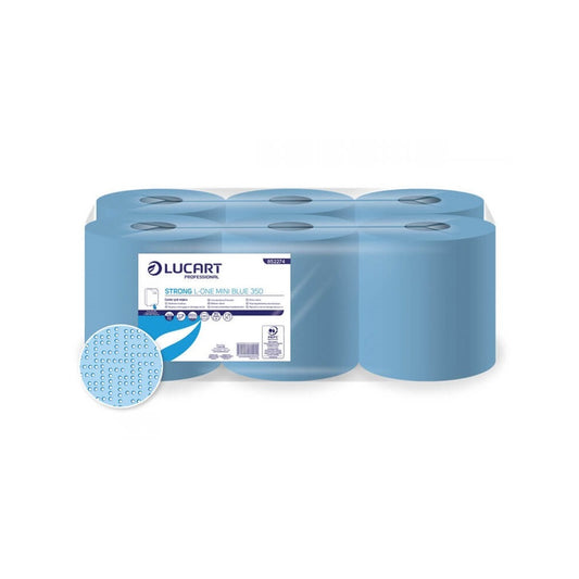 Kéztörlő 2 rétegű tekercses 6 tekercs/karton L-One Mini Strong Blue 350 Lucart_852274A kék kép