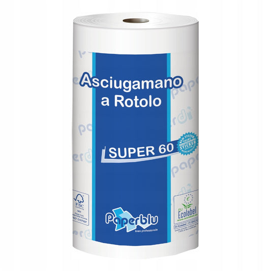 Kéztörlő 2 rétegű tekercses átmérő: 14 cm 100% cellulóz SUPER 60 Paperdi_RI8M060 fehér kép