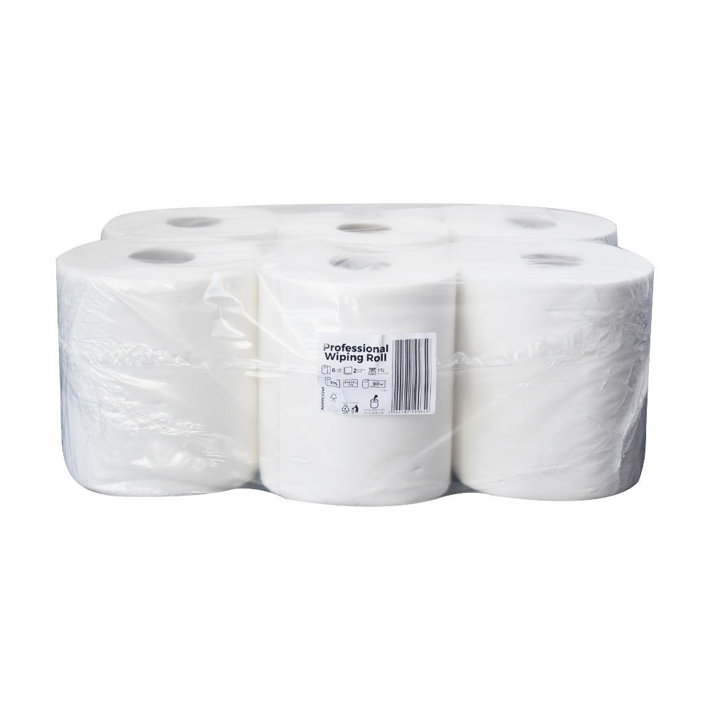 Kéztörlő 2 rétegű tekercses átmérő: 19 cm 100% cellulóz 92 m/tekercs 6 tekercs/karton Bluering® hófehér kép